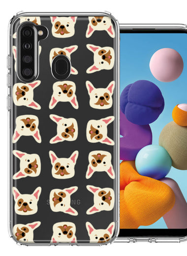 Samsung Galaxy A21 Frenchie Bulldog Polkadots Design Double Layer Phone Case Cover