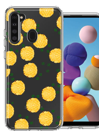 Samsung Galaxy A21 Tropical Pineapples Polkadots Design Double Layer Phone Case Cover