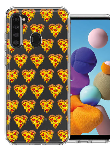 Samsung Galaxy A21 Pizza Hearts Polka dots Design Double Layer Phone Case Cover