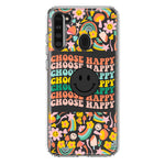 Samsung Galaxy A21 Choose Happy Smiley Face Retro Vintage Groovy 70s Style Hybrid Protective Phone Case Cover