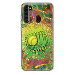 Samsung Galaxy A21 Love Softball Girls Glove Green Tie Dye Swirl Paint Hybrid Protective Phone Case Cover