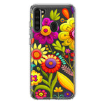Samsung Galaxy A21 Colorful Yellow Pink Folk Style Floral Vibrant Spring Flowers Hybrid Protective Phone Case Cover
