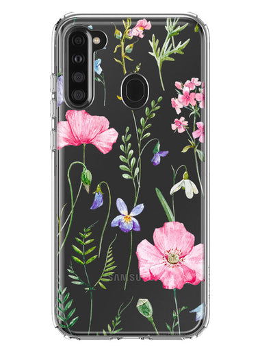 Samsung Galaxy A21 Spring Pastel Wild Flowers Summer Classy Elegant Beautiful Hybrid Protective Phone Case Cover