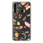 Samsung Galaxy A21 Peach Meadow Wildflowers Butterflies Bees Watercolor Floral Hybrid Protective Phone Case Cover