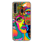 Samsung Galaxy A21 Neon Rainbow Psychedelic Hippie One Eye Pop Art Hybrid Protective Phone Case Cover