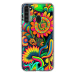 Samsung Galaxy A21 Neon Rainbow Psychedelic Indie Hippie Sunflowers Hybrid Protective Phone Case Cover
