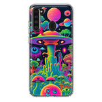 Samsung Galaxy A21 Neon Rainbow Psychedelic UFO Alien Planet Hybrid Protective Phone Case Cover