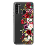 Samsung Galaxy A21 Red Summer Watercolor Floral Bouquets Ruby Flowers Hybrid Protective Phone Case Cover