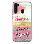 Samsung Galaxy A21 Summer Brush Strokes Sunrise Sunburn Sunset Repeat Hybrid Protective Phone Case Cover