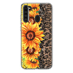 Samsung Galaxy A21 Yellow Summer Sunflowers Brown Leopard Honeycomb Hybrid Protective Phone Case Cover