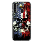 Samsung Galaxy A21 American USA Flag Skulls Blue Red Double Layer Phone Case Cover