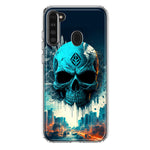 Samsung Galaxy A21 Blue Apocalypse Cyberpunk Skull Feather Double Layer Phone Case Cover