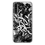 Samsung Galaxy A21 Black White Urban Graffiti Hybrid Protective Phone Case Cover