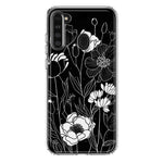 Samsung Galaxy A21 Line Drawing Art White Floral Flowers Hybrid Protective Phone Case Cover