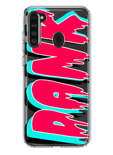 Samsung Galaxy A21 Teal Pink Clear Funny Text Quote Dank Hybrid Protective Phone Case Cover