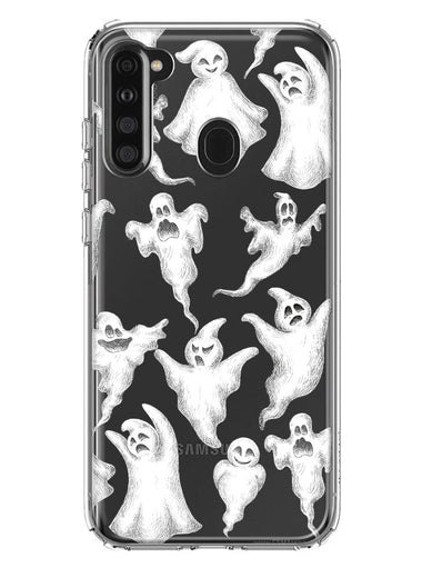 Samsung Galaxy A21 Cute Halloween Spooky Floating Ghosts Horror Scary Hybrid Protective Phone Case Cover