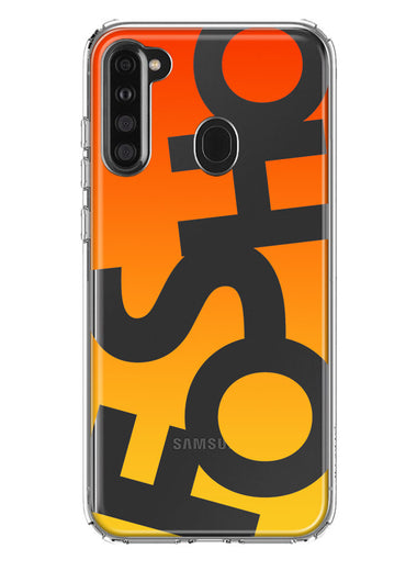 Samsung Galaxy A21 Orange Yellow Clear Funny Text Quote Fosho Hybrid Protective Phone Case Cover