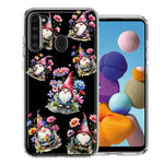 Samsung Galaxy A21 Cute Pink Purple Cosmos Flowers Gnomes Spring Floral Double Layer Phone Case Cover