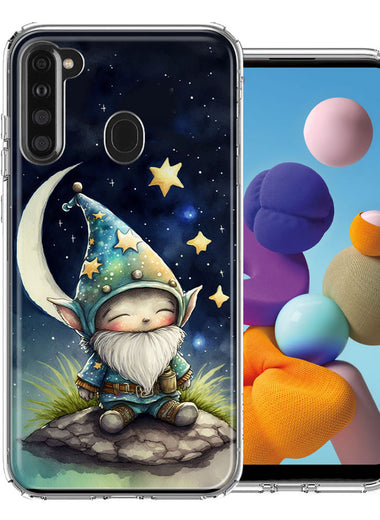 Samsung Galaxy A21 Stars Moon Starry Night Space Gnome Hybrid Protective Phone Case Cover