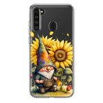 Samsung Galaxy A21 Cute Gnome Sunflowers Clear Hybrid Protective Phone Case Cover