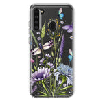 Samsung Galaxy A21 Lavender Dragonfly Butterflies Spring Flowers Hybrid Protective Phone Case Cover