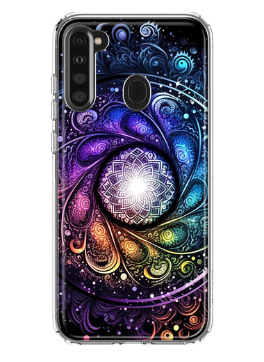 Samsung Galaxy A21 Mandala Geometry Abstract Galaxy Pattern Hybrid Protective Phone Case Cover