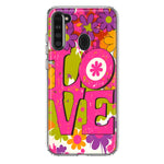 Samsung Galaxy A21 Pink Daisy Love Graffiti Painting Art Hybrid Protective Phone Case Cover