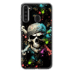 Samsung Galaxy A21 Fantasy Paint Splash Pirate Skull Hybrid Protective Phone Case Cover