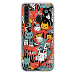 Samsung Galaxy A21 Psychedelic Cute Cats Friends Pop Art Hybrid Protective Phone Case Cover