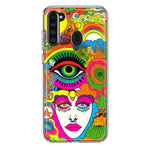 Samsung Galaxy A21 Neon Rainbow Psychedelic Trippy Hippie DaydreamHybrid Protective Phone Case Cover