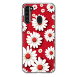 Samsung Galaxy A21 Cute White Red Daisies Polkadots Double Layer Phone Case Cover