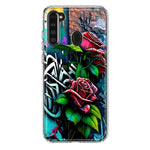 Samsung Galaxy A21 Red Roses Graffiti Painting Art Hybrid Protective Phone Case Cover