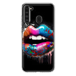 Samsung Galaxy A21 Colorful Lip Graffiti Painting Art Hybrid Protective Phone Case Cover