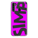 Samsung Galaxy A21 Hot Pink Clear Funny Text Quote Simp Hybrid Protective Phone Case Cover