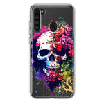 Samsung Galaxy A21 Fantasy Skull Red Purple Roses Hybrid Protective Phone Case Cover