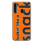 Samsung Galaxy A21 Orange Clear Funny Text Quote Snack Hybrid Protective Phone Case Cover