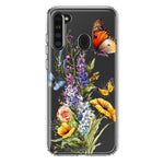 Samsung Galaxy A21 Yellow Purple Spring Flowers Butterflies Floral Hybrid Protective Phone Case Cover
