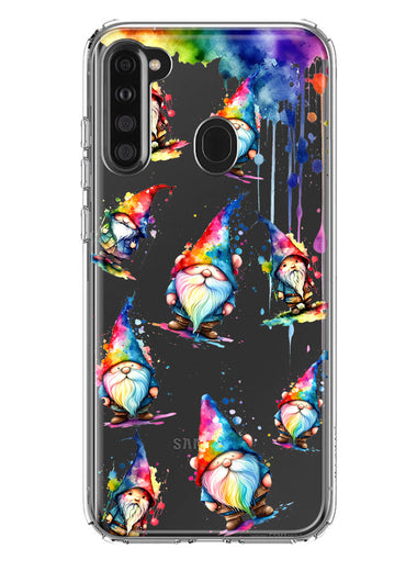 Samsung Galaxy A21 Neon Water Painting Colorful Splash Gnomes Hybrid Protective Phone Case Cover