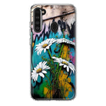 Samsung Galaxy A21 White Daisies Graffiti Wall Art Painting Hybrid Protective Phone Case Cover