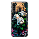 Samsung Galaxy A21 White Roses Graffiti Wall Art Painting Hybrid Protective Phone Case Cover