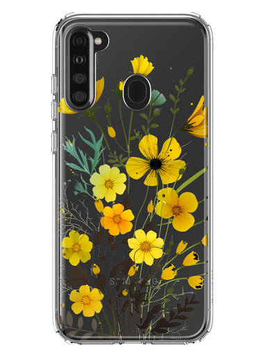 Samsung Galaxy A21 Yellow Summer Flowers Floral Hybrid Protective Phone Case Cover