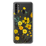 Samsung Galaxy A21 Yellow Summer Flowers Floral Hybrid Protective Phone Case Cover