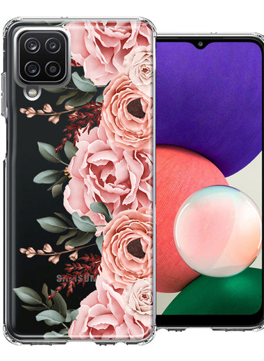 For Samsung Galaxy A22 Blush Pink Peach Spring Flowers Peony Rose Phone Case Cover