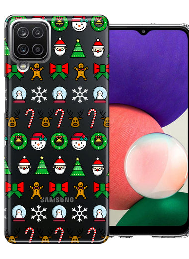 Samsung Galaxy A22 5G Classic Christmas Polka Dots Santa Snowman Reindeer Candy Cane Design Double Layer Phone Case Cover
