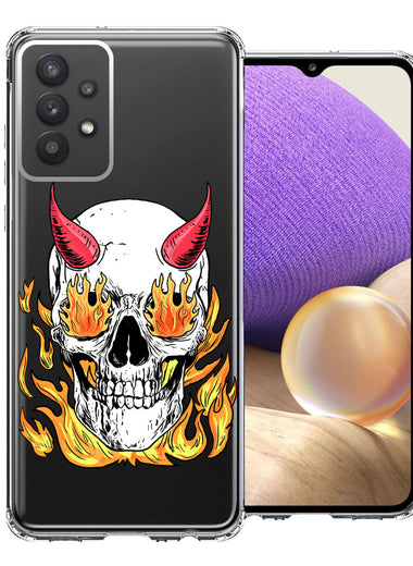 Samsung Galaxy A32 Flamming Devil Skull Design Double Layer Phone Case Cover