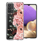 For Samsung Galaxy A32 Blush Pink Peach Spring Flowers Peony Rose Phone Case Cover