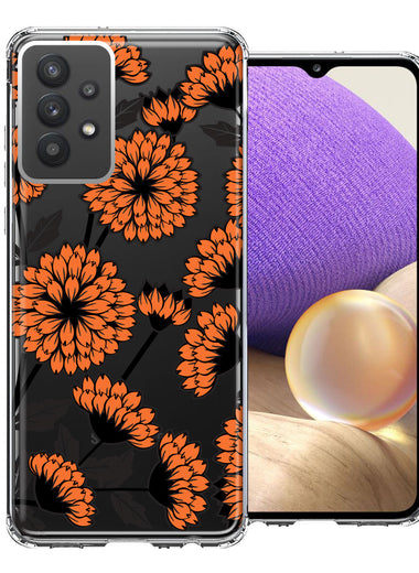 Samsung Galaxy A32 Orange Chrysanthemum Flowers Design Double Layer Phone Case Cover