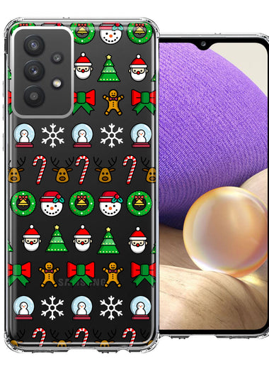 Samsung Galaxy A32 Classic Christmas Polka Dots Santa Snowman Reindeer Candy Cane Design Double Layer Phone Case Cover