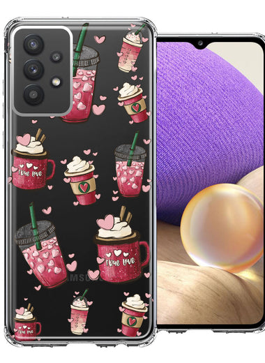 Samsung Galaxy A32 Coffee Lover Valentine's Hearts Pink Drink Latte Double Layer Phone Case Cover