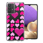 Samsung Galaxy A32 Pink Purple Origami Valentine's Day Polkadot Hearts Design Double Layer Phone Case Cover